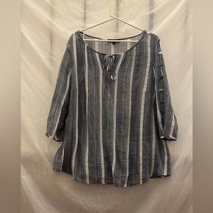 Fred David blue & white spring, summer blouse Size 1X